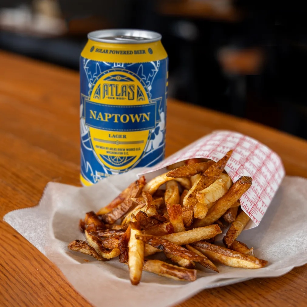 Local beer and the best fries in Annapolis are a great way to finish every lunch.