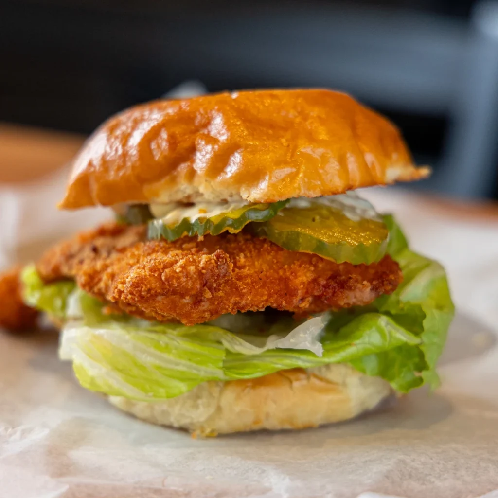 Fresh made ingredients at our neighborhood restaurant Eastport Kitchen include our fried chicken sandwich called Twenty-Three