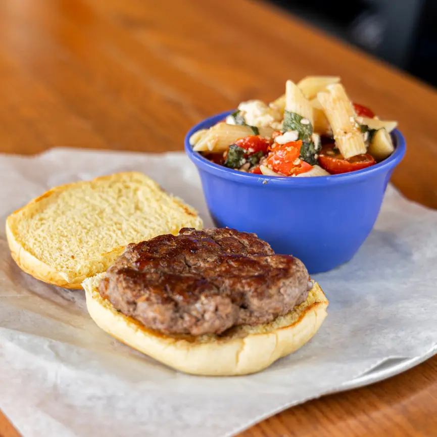 The kids little burger and fresh side is featured on our scratch-made menu