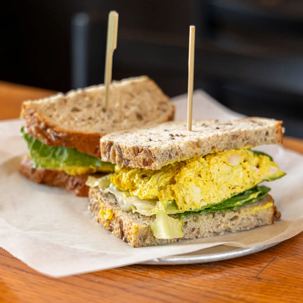 The Foghorn curry pulled chicken sandwich is the perfect addition to the Cold tray found on our Annapolis Breakfast and Lunch Catering menu